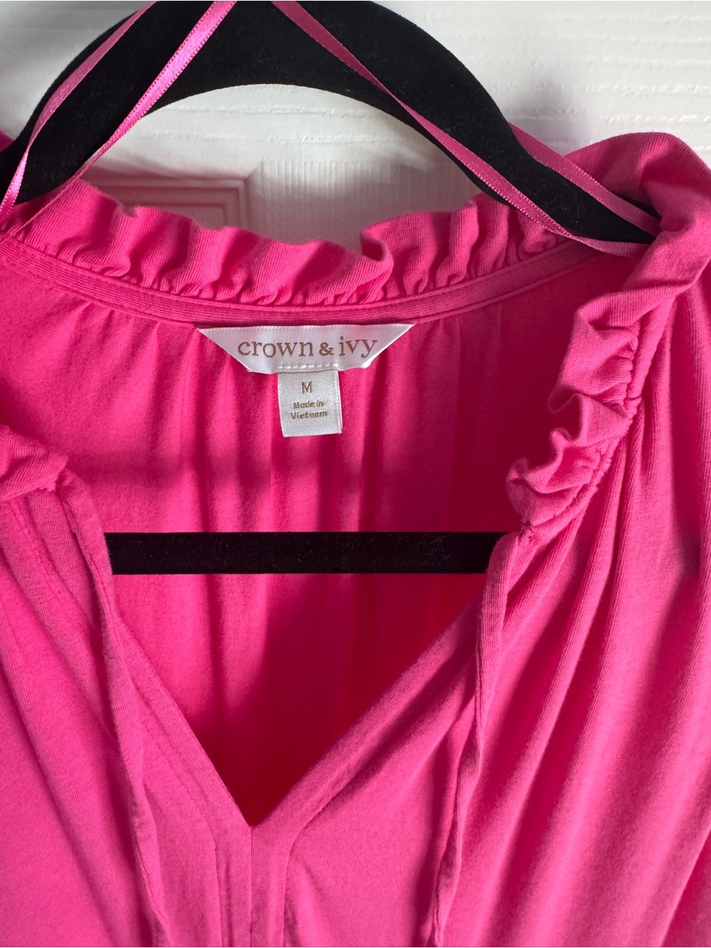 crown & ivy Bright Pink Sleeveless Tiered Maxi Dress Summer Vacation - Picture 3 of 7
